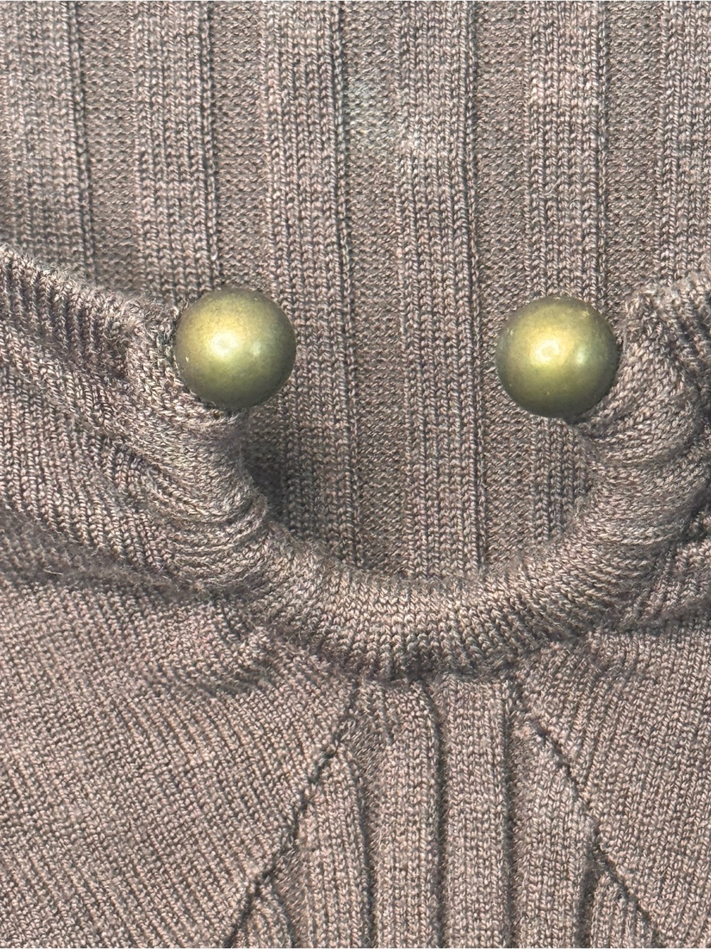Y2K VTG 00s Brown Stretchy Ribbed U Metal Opening Ribbed Top XL Worthington - Picture 3 of 6